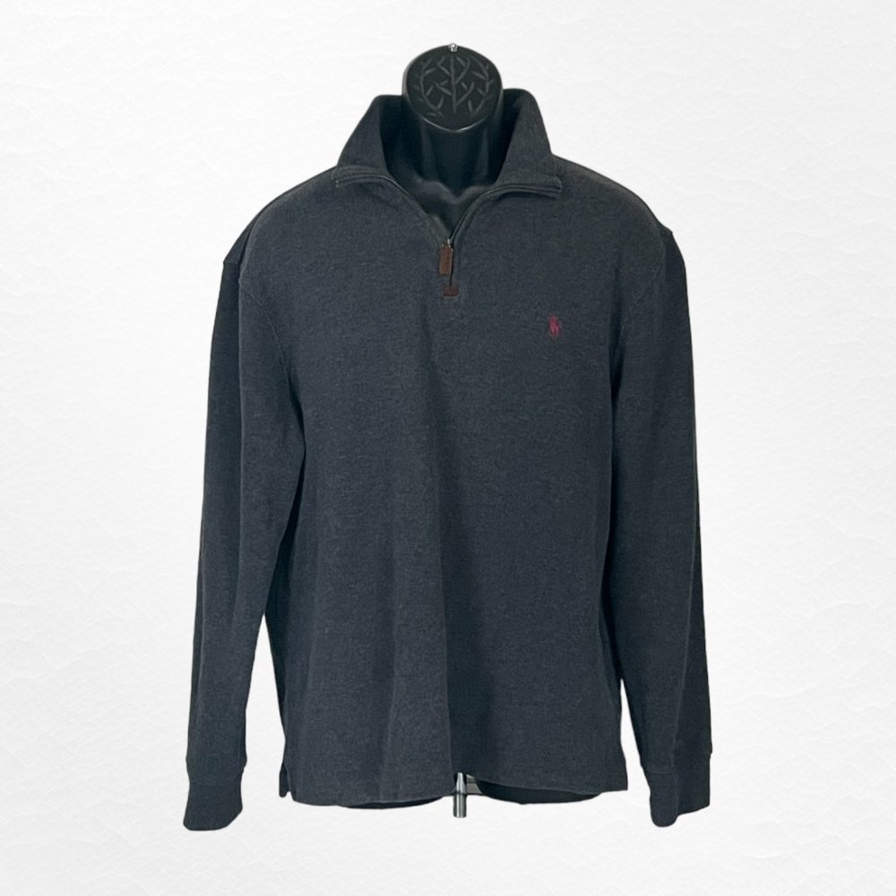 Pony by Ralph Lauren 1/4 Zip Pullover Sweater, Solid Gray, Medium (P070623-1)